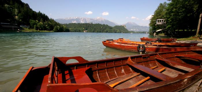 Łodzie nad jeziorem Bled