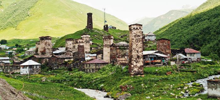 Kompleks kilku wiosek Ushguli połozony jest na wysokości 2200 m n.p.m.