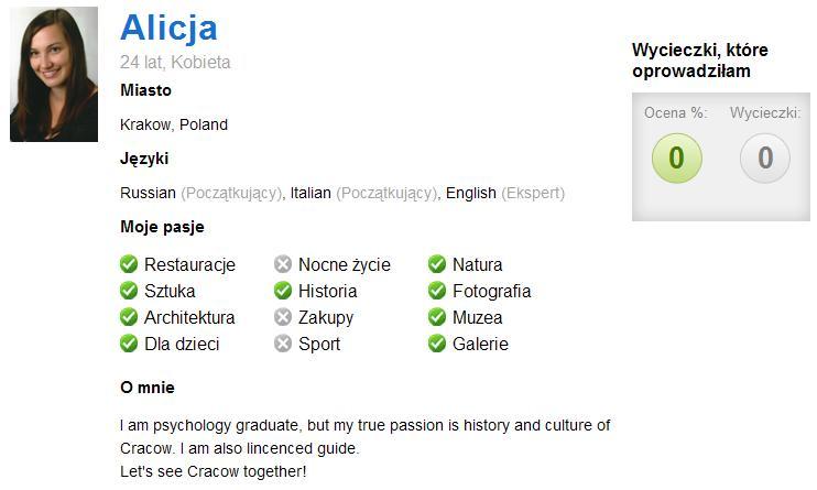 Profil przewodnika po Krakowie