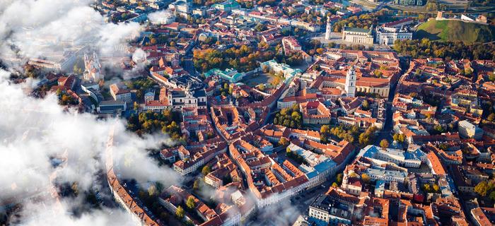Stare miasto w Wilnie z lotu ptaka