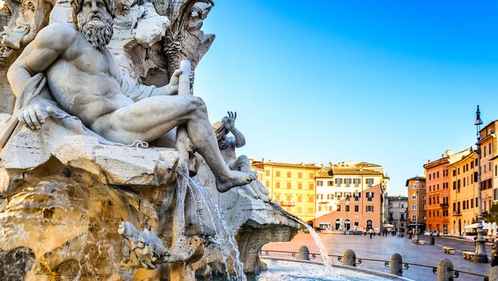 Fontanna Czterech Rzek na Piazza Navona w Rzymie