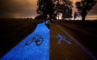 Świecąca ścieżka rowerowa niedaleko Lidzbarka Warmińskiego