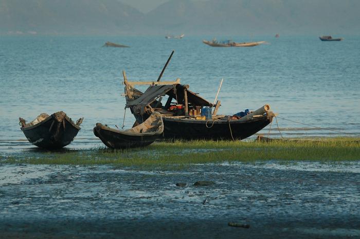 Łodzie rybackie w Sittwe (Arakan, Birma)