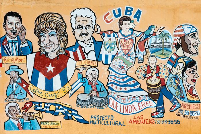 Mural przedstawiający ikony kubańskiej kultury (Mała Hawana)