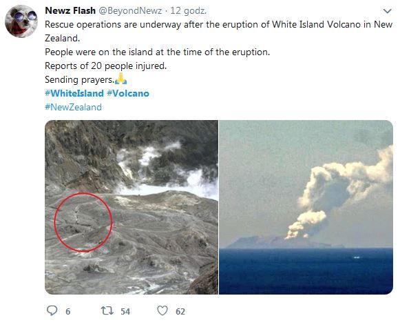 Wybuch wulkanu na nowozelandzkiej wyspie White